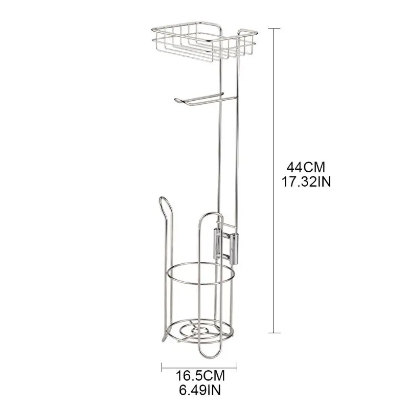 

Stainless Steel Roll Paper Holder Rack Toilet Tissue Towel Stand Storage Shelf