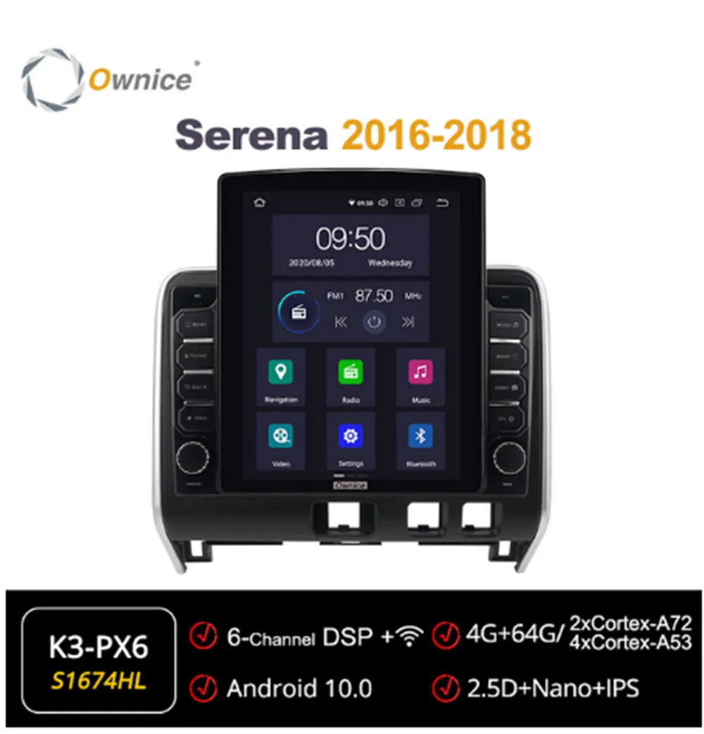 

Автомобильное радио Ownice, Android 10,0 Octa 8 Core, для NISSAN SERENA 2016, 2017, 2018, GPS, мультимедиа, стерео, стиль PlayerTesla