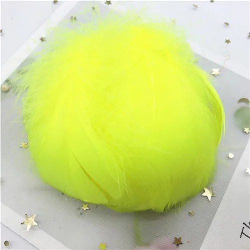 Bright yellow 100 шт 8-12 см Средний плавающий гусиное перо натуральный Красочный перо для свадебной вечеринки одежда украшения для самодельного изготовления перьев - Цвет: Bright yellow