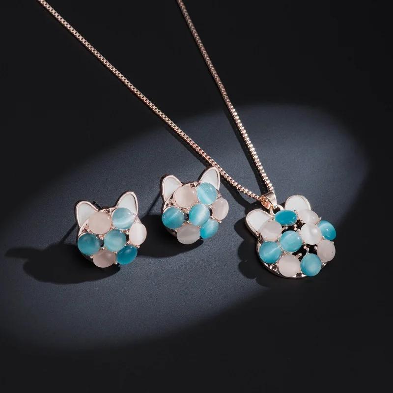 

TSHOU428 Женские Простые и популярные кошачьи ушки ожерелье серьги комплект из двух частей подарочная Ссылка для покупателя