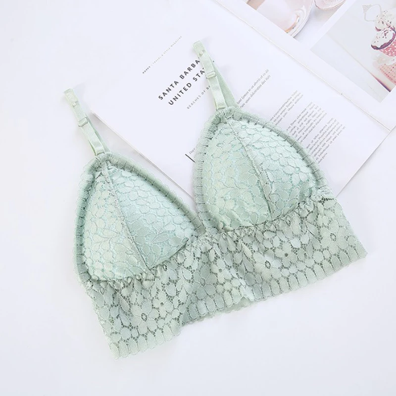 

Lace Tube Tops Women Floral Embroidered Bralette Cropped Camis Top Sexy Lingerie Push Up Bra Bandeau Top 5 Colors