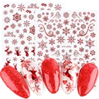 Рождественские наклейки для ногтей, снежинки, наклейки для ногтей, наклейки из розового золота, красного и зеленого цветов, зимнее Новогоднее украшение для ногтей