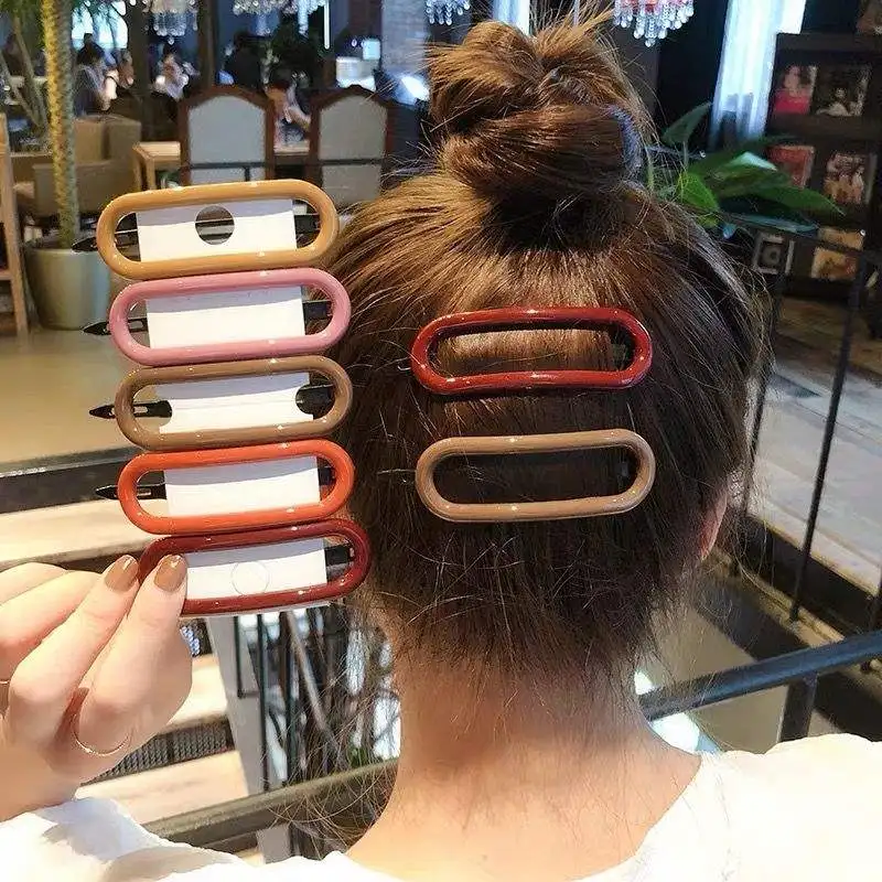 Заколка для волос скругленная женская прямоугольная шпилька карамельного цвета