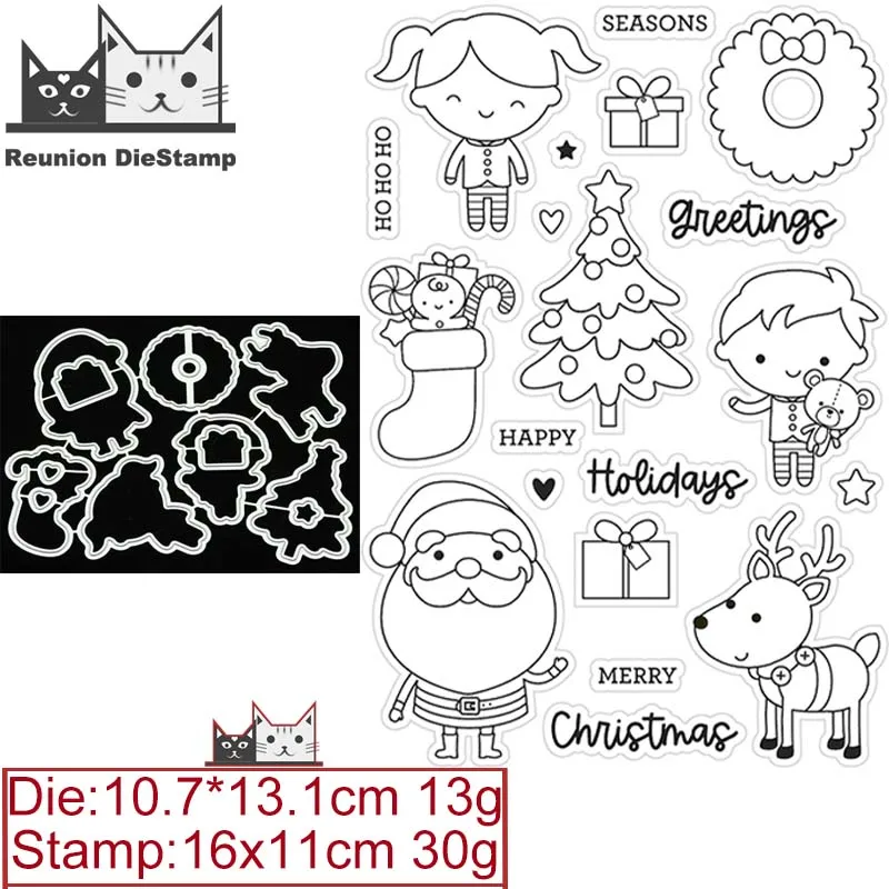 

Рождественские металлические штампы и штампы с Санта Клаусом и оленем или штамп