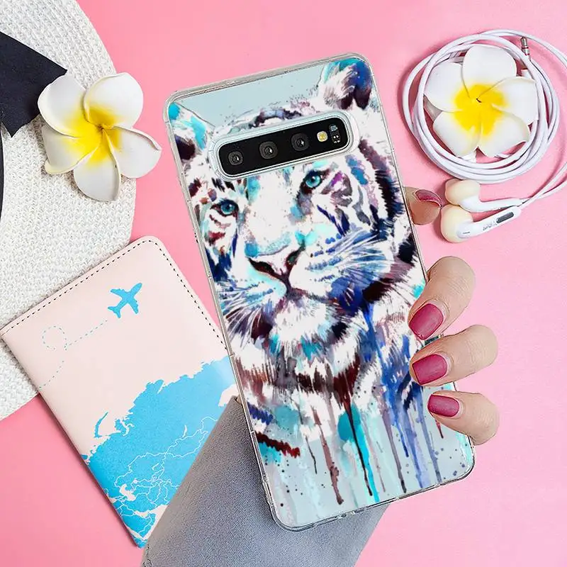 

Design gradient color animals Phone Case Transparent for samsung A 21s 50 71 S 8 9 20 20fe note 10 20 ultra plus