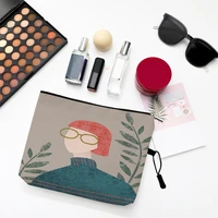 modern abstract line painting makeup bag women ladies organizer for cosmetics pencil case for office storage organizer bag