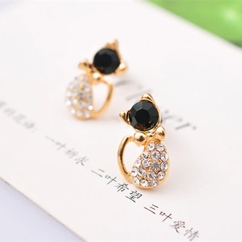 Серьги пусеты для женщин модные украшения красивые серьги с котом 4ED20|cat stud