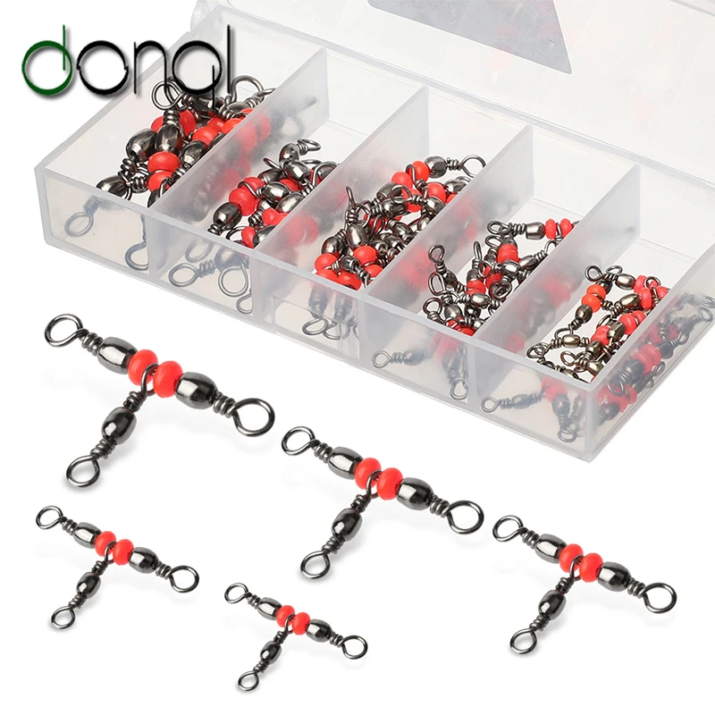 CDYDDY3799SP DONQL 50 шт./кор. Трехходовой вращающийся красные бусины рыболовный прокатный вращательное соединение Разъем три вилки вращающиеся рыболовные снасти аксессуары - Цвет: CDYDDY3799SP