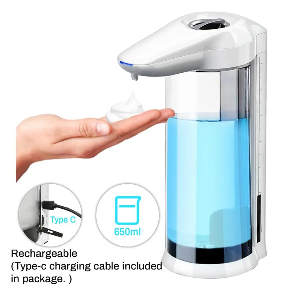 

650/400ml Automatic soap Dispenser touchless Rechargeable or connect to the power supply Liquid soap Dispenser Gel Hand sanitize