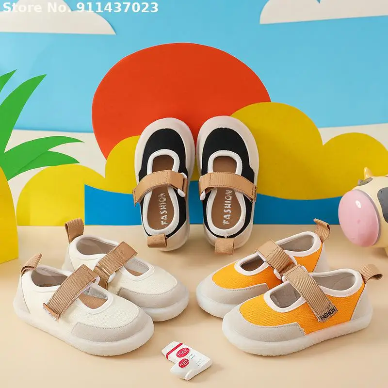 

Children Canvas Shoes Girls 2021 Spring Autumn New Overshoes Baby Kindergarten Soft Sole Casual Shoes Girls Cloth Shoes 1-6 Year