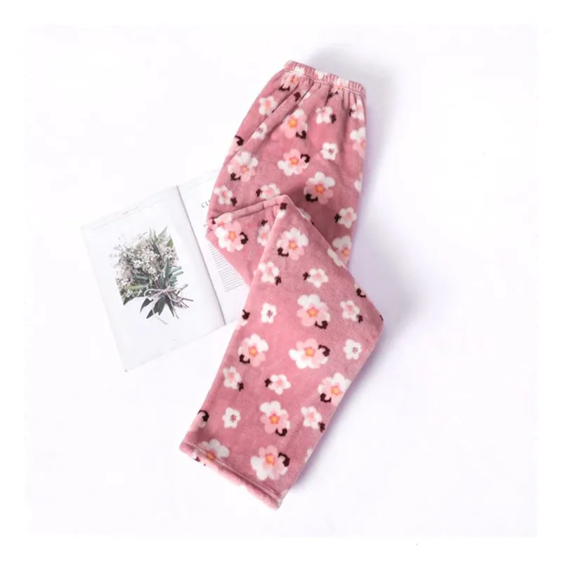 Caiyier/женские зимние штаны для сна плотные Фланелевые Пижамные брюки с милым