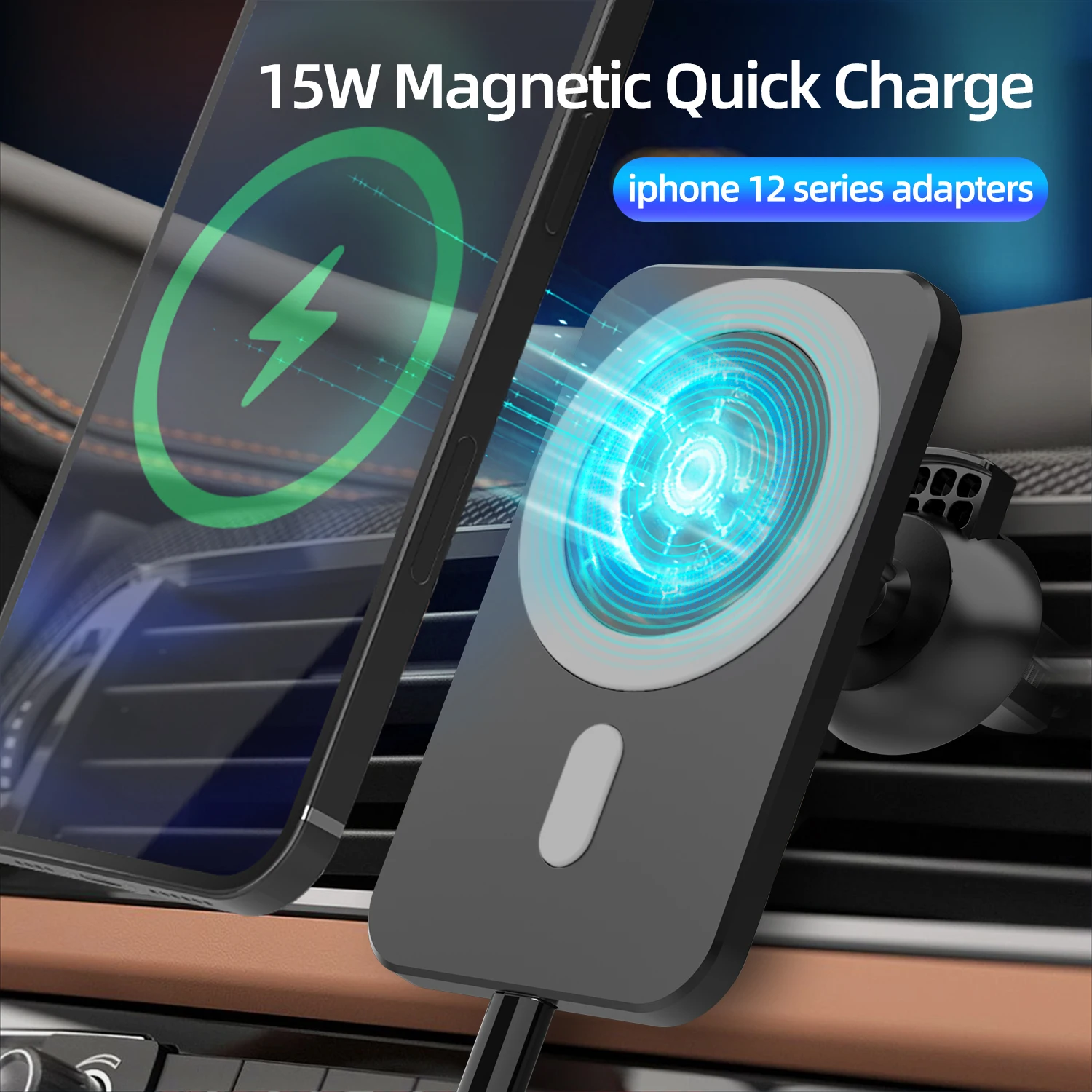 15 Вт магнитное беспроводное автомобильное зарядное устройство для iPhone 12mini 12 Pro Max