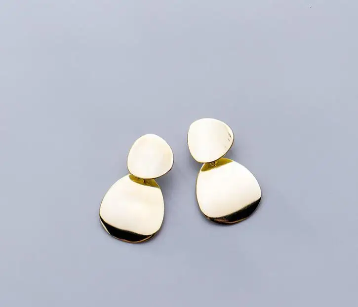 

Real. 1pair 925 Sterling Silver jewelry White/ Gold Metal style Irregular Geometric dangle Earrings jewelry GTLE2652