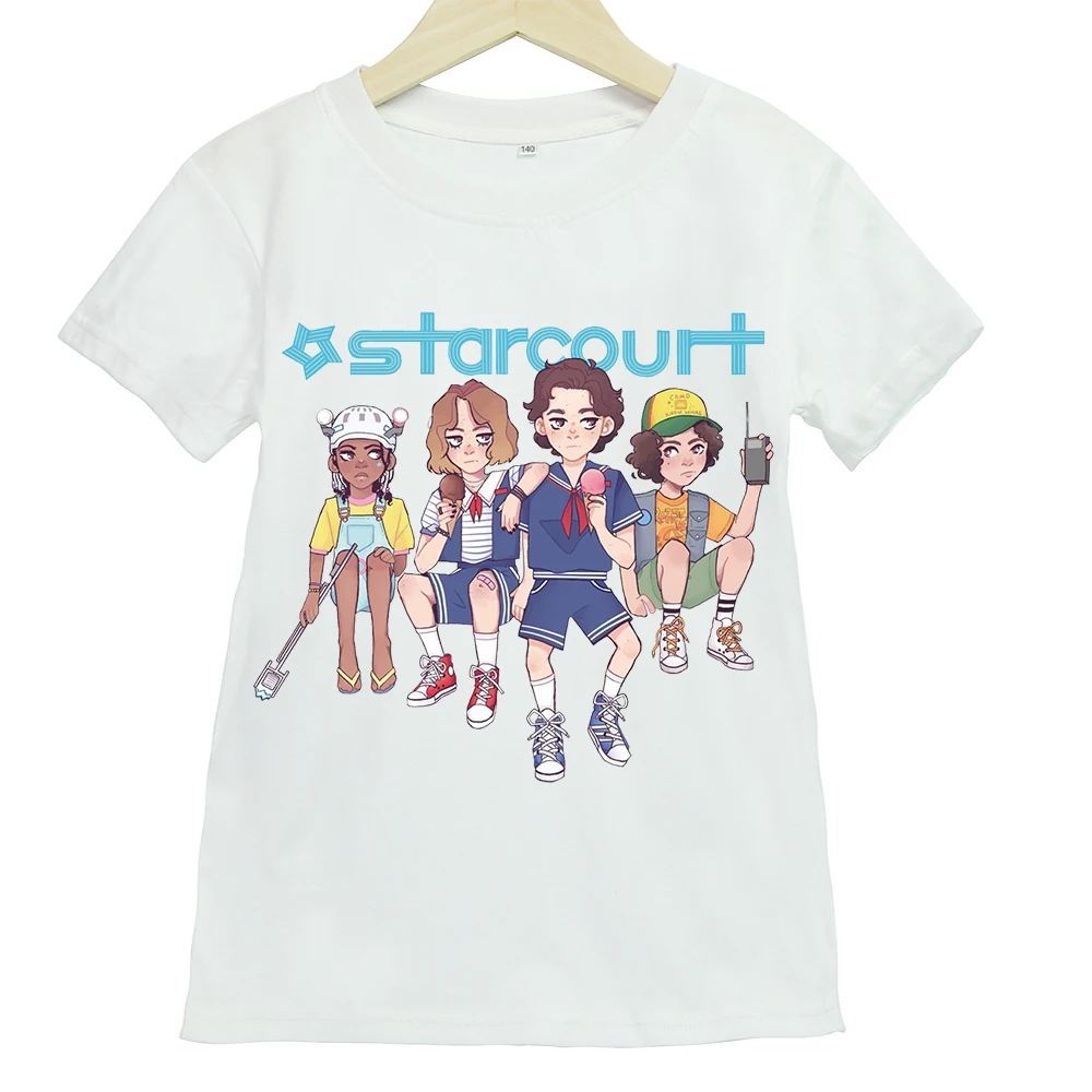 

Stranger Things Cartoon Print Summer Sports and Leisure Short-sleeved Boy and Girl T-shirt Summer Boutique Kids Clothing