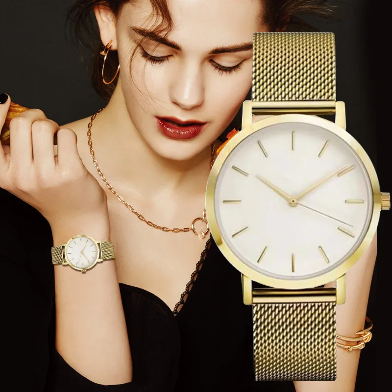 

Gold Luxury Wrist Watches for Women Fashion Women Stainless Steel Bracelet Watch Ladies Quartz Clock montre femme