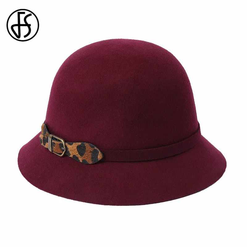 Женская винтажная шерстяная шляпка-Колокол FS Повседневная Шляпка из фетра с