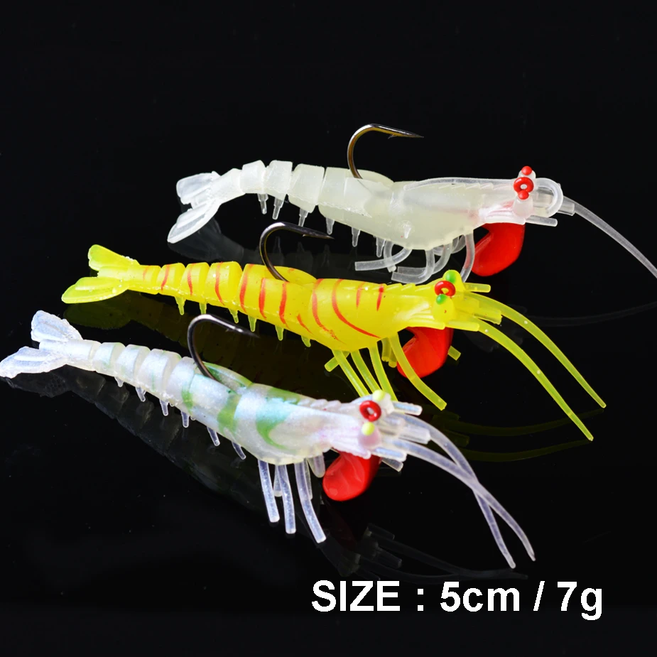 5cm 7g TOMA, 3 шт./лот, мягкие приманки для ловли креветок, искусственные приманки для креветок, 7 г/10 г/13 г/19 г, цветные мягкие приманки, бионическая приманка с свинцовым крючком - Цвет: 5cm 7g