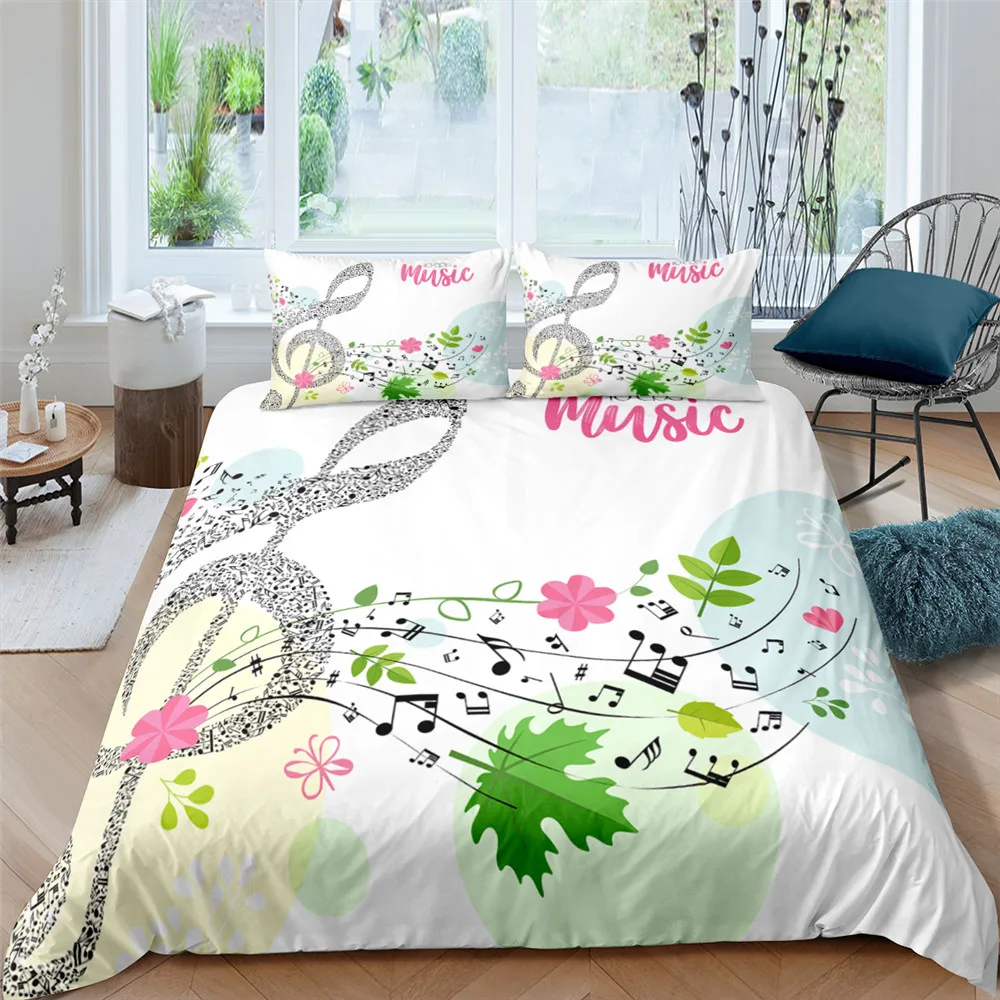 

3D Digital Music Note Black Background Duvet Cover Set Bedding Set Queen King Full Double Size Duvet Cover Bedroom Decor