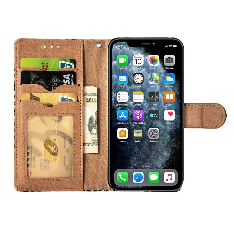 Кожаный чехол-кошелек для iPhone 7 8 Plus модный леопардовый чехол-книжка 11 Pro XS Max X XR 6 6s