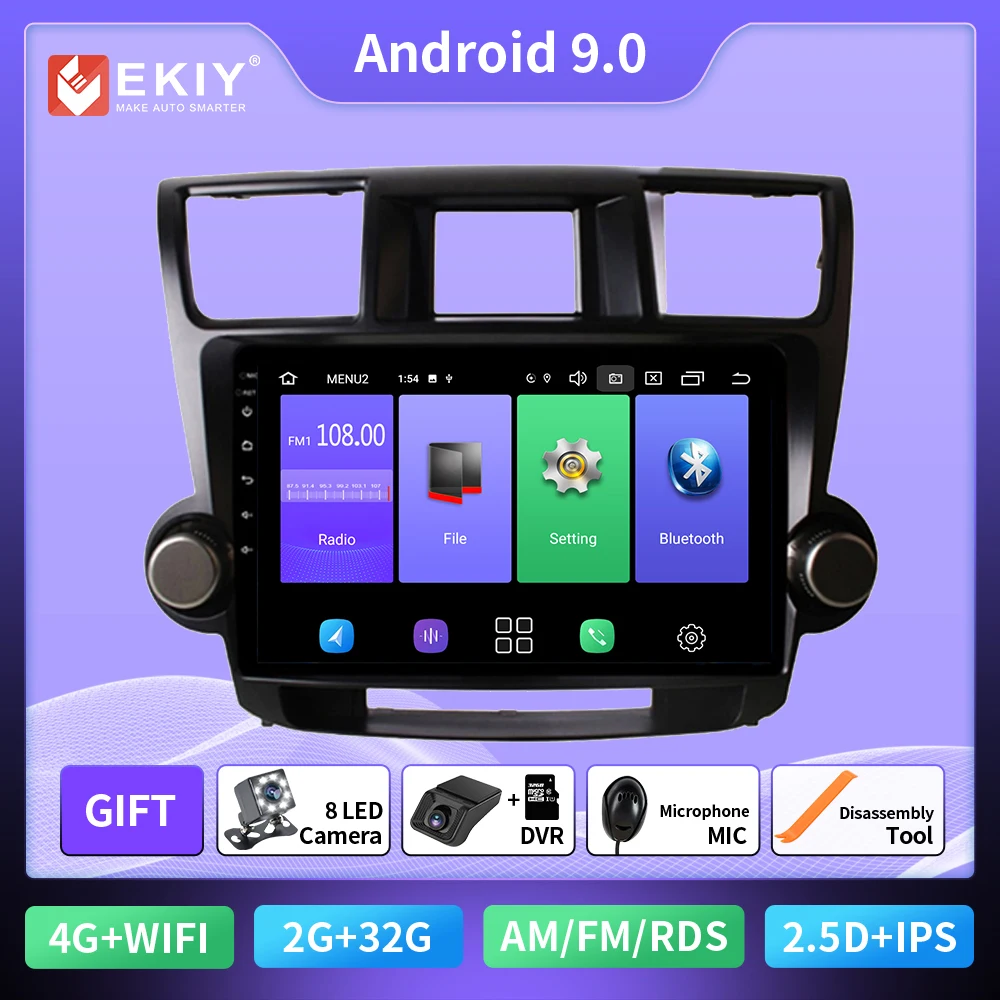 

Car Radio for Toyota Highlander 2007-2013 Android 9.0 Autoradio Multimedia Video DVD Player Audio Stereo Navigation GPS 2din