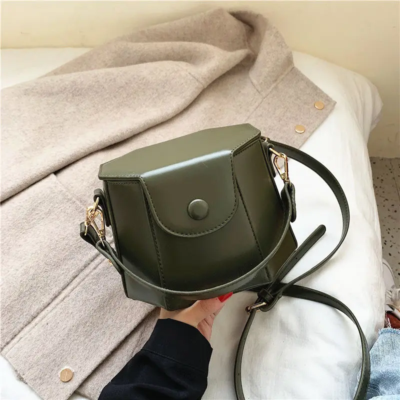 

Vintage Shoulder Bucket Bags For Women 2021 Fashion Small Cross Body Brand Designer Lady PU Leather Crossbody Bag Luxury Handbag