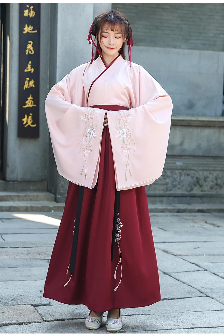 Hanfu Женская китайская одежда для народных танцев костюмы древней династии Тан китайские топы Юбки традиционная одежда для выступлений DN4132