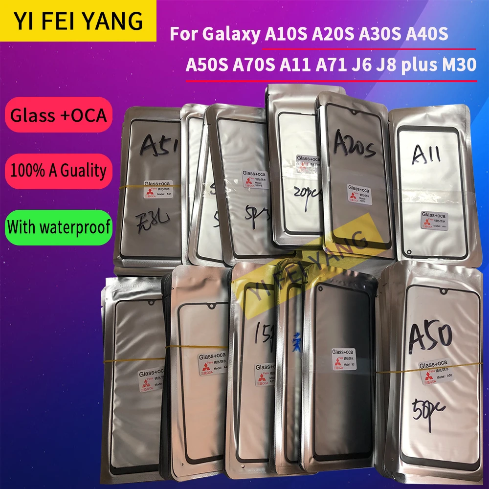 10 шт./лот стекло + OCA LCD передняя внешняя линза для Samsung Galaxy A10S A20S A30S A40S A50S A70S A11 A71 J6 J8