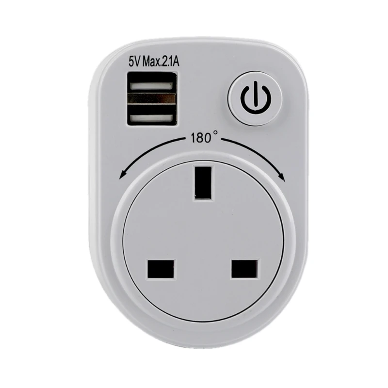 

5V 2.1A UK EU US Conversion Plug Charger Adapter Dual USB Charging
