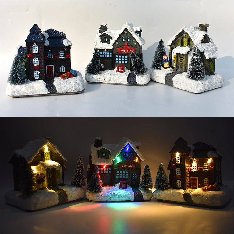 Рождественские украшения в виде зимней деревни и городов светодиодное