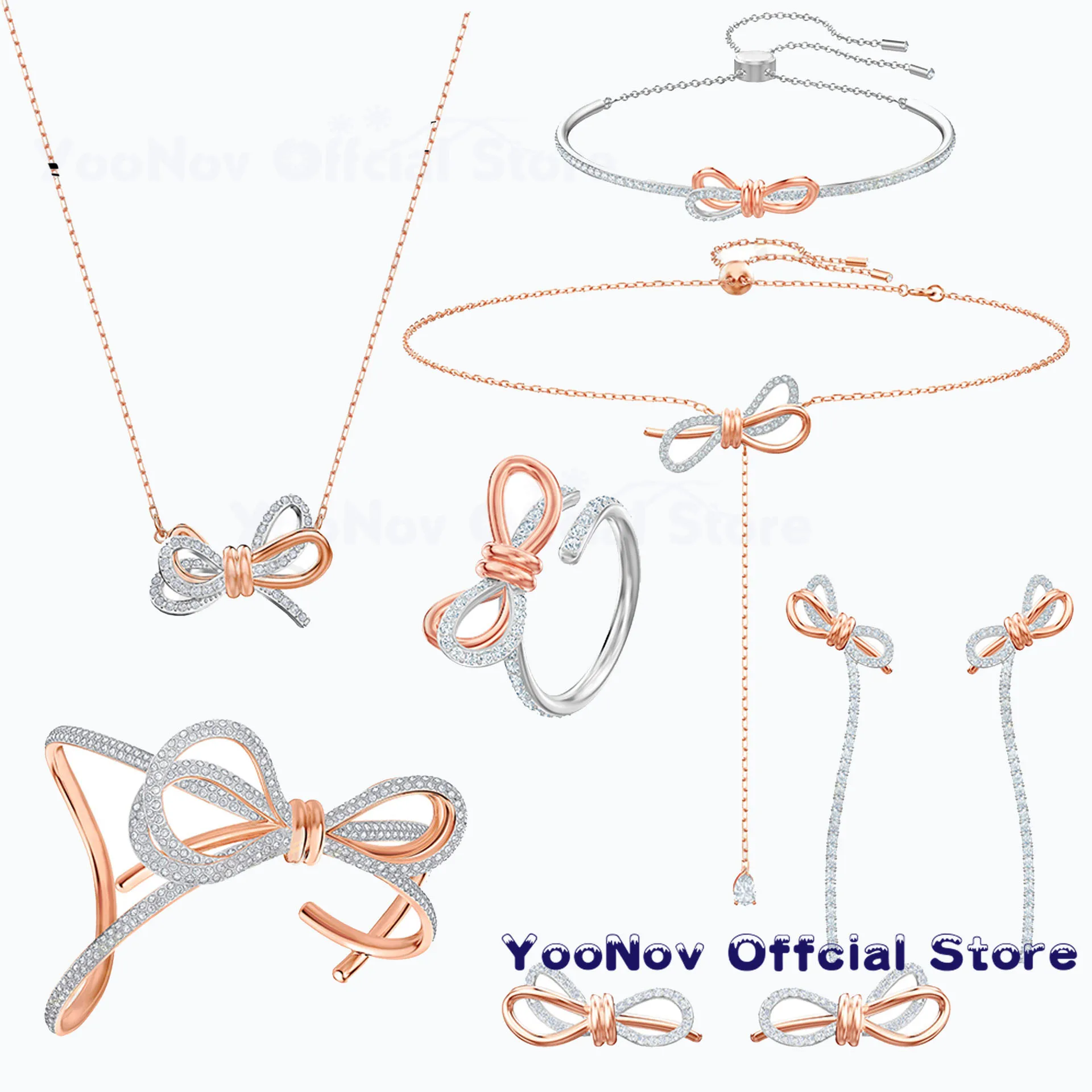 

SWA Original 1:1 Fashion Jewelry High Quality Charming Exquisite Bow Chain Necklace Fashion Series Romantic Gifts for Women