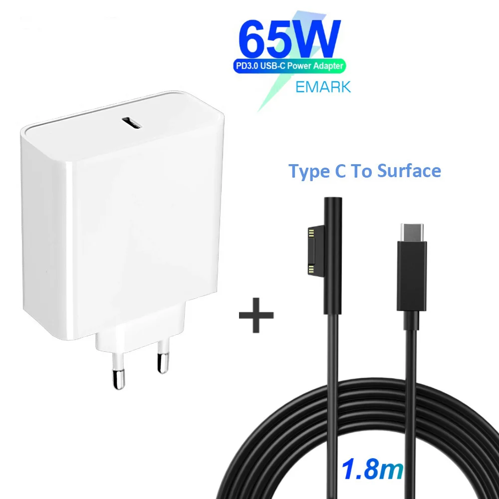 PD USB Type C зарядное устройство для Microsoft Surface Pro 6/5/4/3 Go Book Tablet совместимый 15V/12V 4A 3A 2.58A