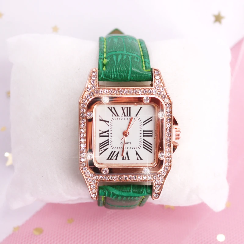 Модные женские часы Лидирующий бренд кожаные повседневные бриллиантовые