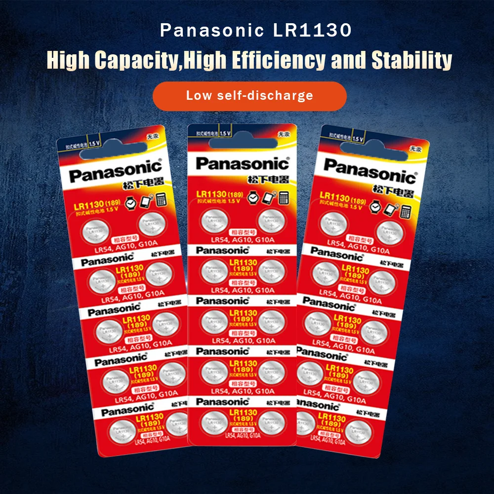 Кнопочная батарейка Panasonic LR1130 189 AG10 LR54 L1131 SR1130 V10GA 1 5 V для детской шкалы 4/10 шт. |
