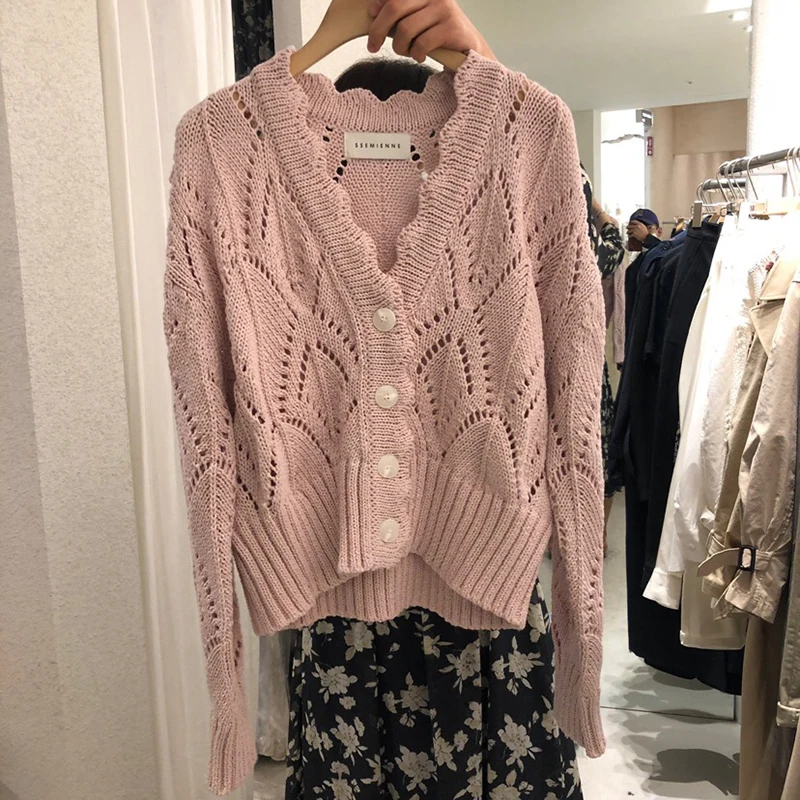 

JSXDHK 2020 Autumn Winter Women Sweater Cardigans Oversize V neck Knit Cardigans Girls Outwear Korean Chic Tops Mujer