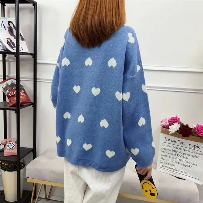 Новинка 2019 года осенне-зимний Корейский Свободный пуловер красного цвета с