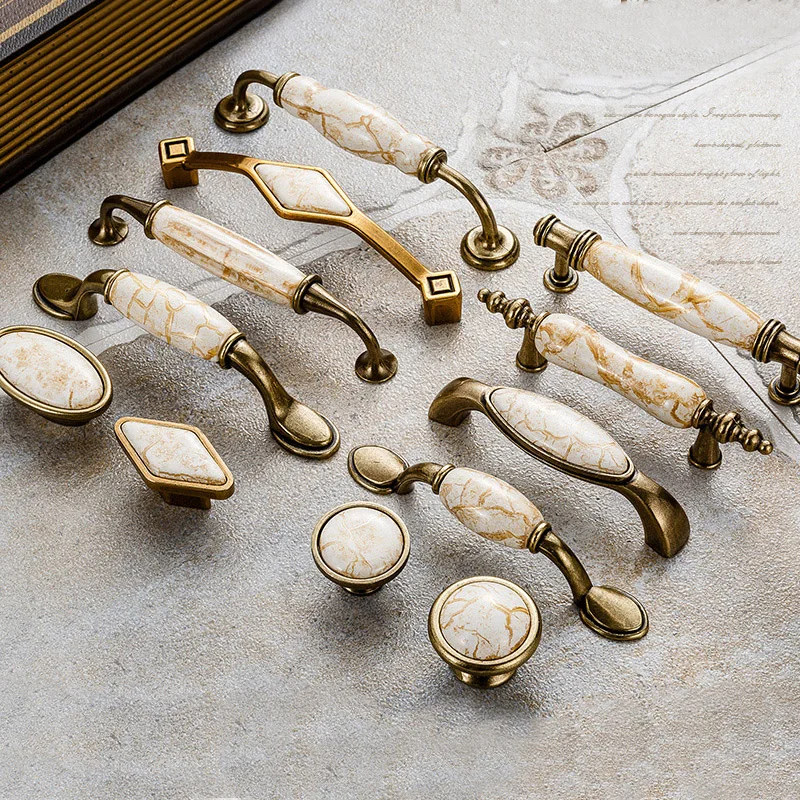 Античная Мебель ручки Мрамор вены Керамика для Кухня шкафы кабинет дверные ящика