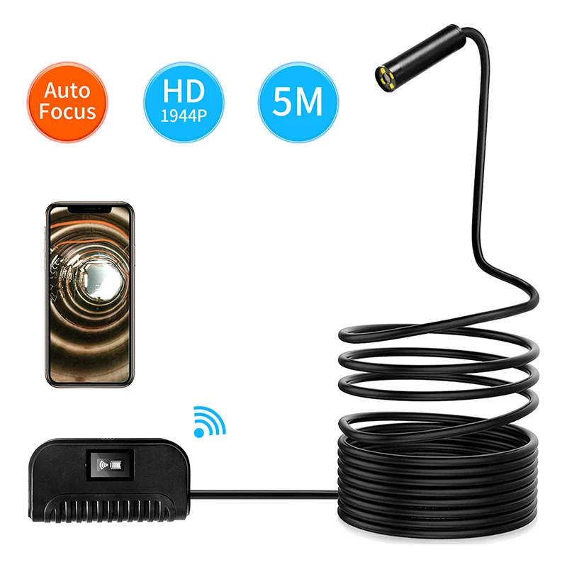 

Auto Focus Wireless Endoscope WiFi Inspection Camera High-Definition Pipeline 5MP Snake Camera for Android , iOS