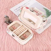 cute girl owl decorative storage box exquisite mini pu single layer jewelry box home simple jewelry box