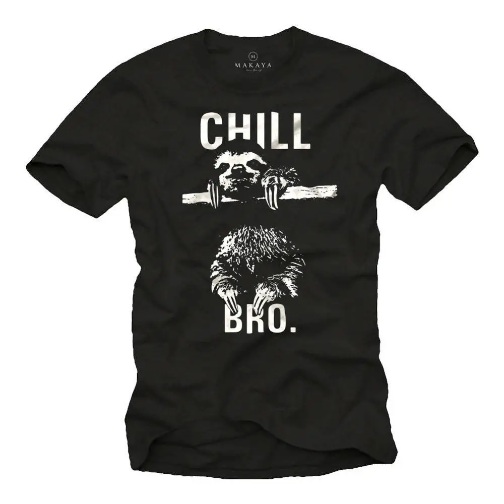 Классная мужская футболка с надписью Chill Bro. Мужская рубашка Ленивец новинка 2019