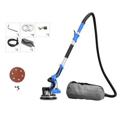 AC220V 800W Telescopic long handle self-priming wall grinder, 9 inch sandpaper, LED lighting, multi-speed adjustable, red