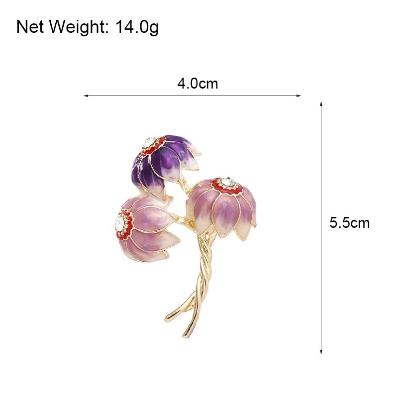 

ALLYES Pink Crystal Sea Flower Brooch for Women Luxury Party Brooch Enamel Pins Costume Dress Fashion Jewelry Decoration