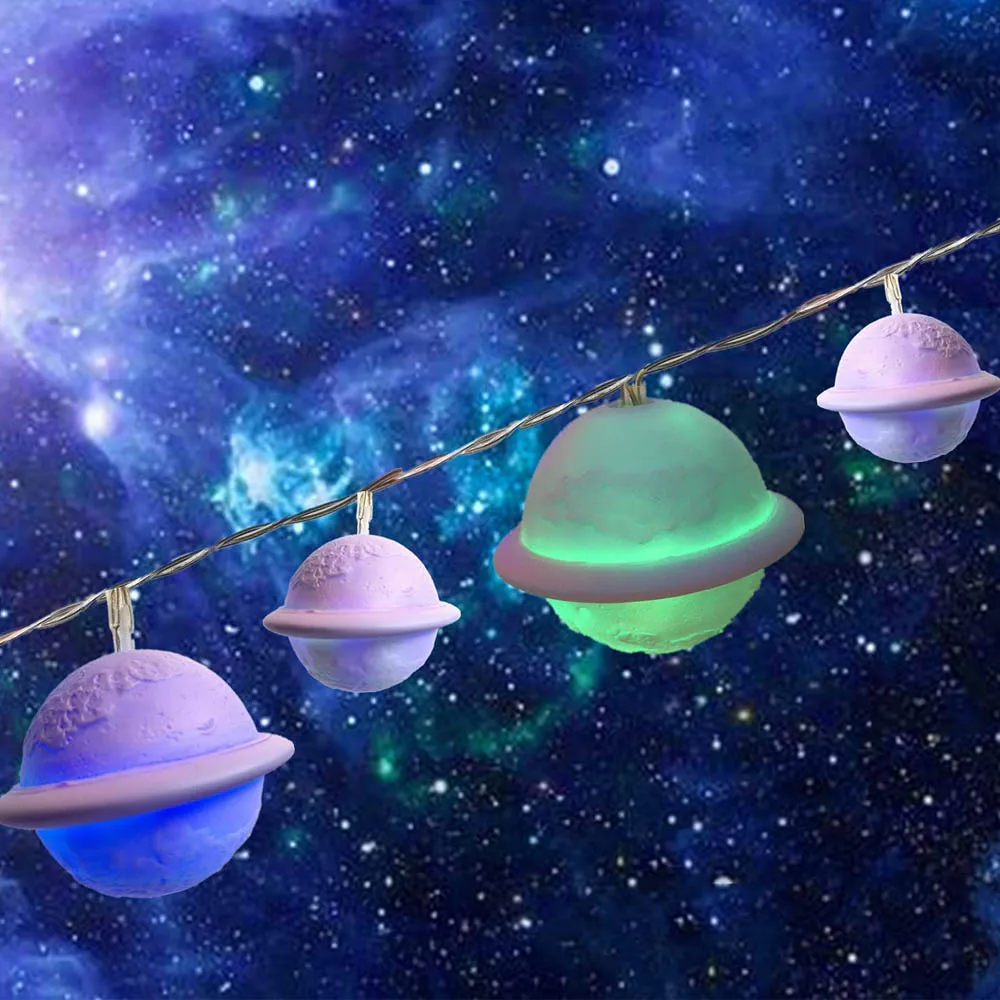 

Светящаяся гирлянда с изображением планеты, меняющая цвет, для детской комнаты, детской спальни, 8 светодиодов, 6 футов, подарок на вечеринку,...