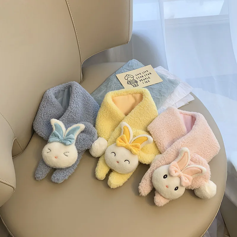 

Светящийся милый детский шарф в Корейском стиле кролик теплый осенне-зимний перекрестный воротник имитация овечьей шерсти детский кашемир...