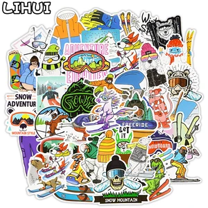 50 шт. зимние Лыжный Спорт Приключения Стикеры игрушки для детей; Красивый комплект одежды с рисунком из аниме Стикеры s для ноутбука телефон лыжи сноуборд автомобиль холодильник Чемодан