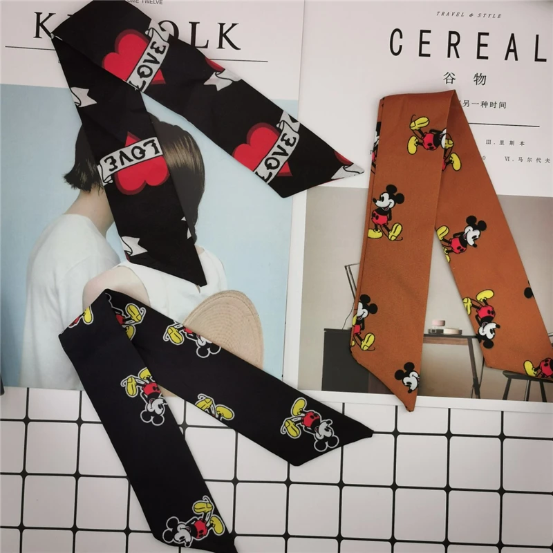 Маленький шелковый шарф для женщин с Микки Маусом новинка 2019 Сумка принтом и