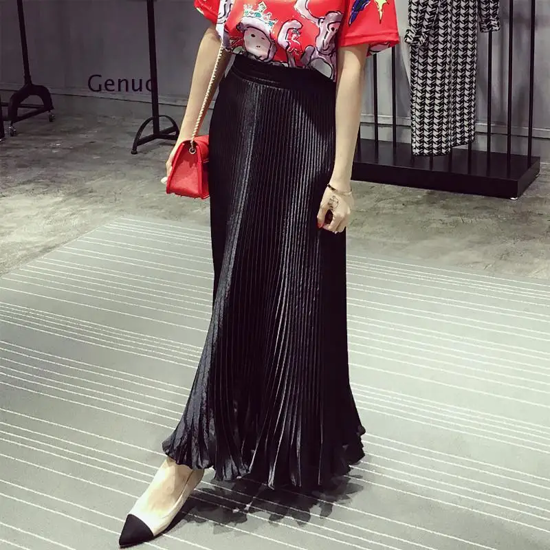 Юбка в складку женская Корейском стиле Сезон лето Стиль яркие ткани