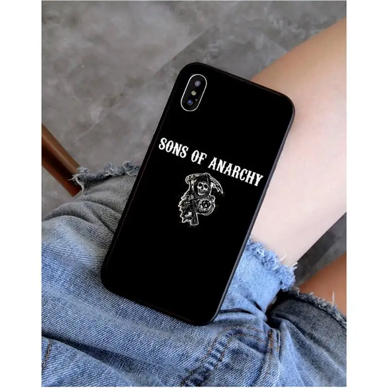 FHNBLJ American TV Sons of Anarchy Black TPU Soft Phone Case Cover for iPhone 11 pro XS MAX 8 7 6 6S Plus X 5 5S SE XR SE2020