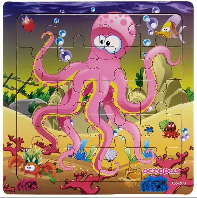 XSS-209 Горячая деревянные морские животные головоломки Детские деревянные игрушки мультфильм маленькие Пазлы Дети Обучающие Развивающие игрушки для детей подарок - Цвет: XSS-209