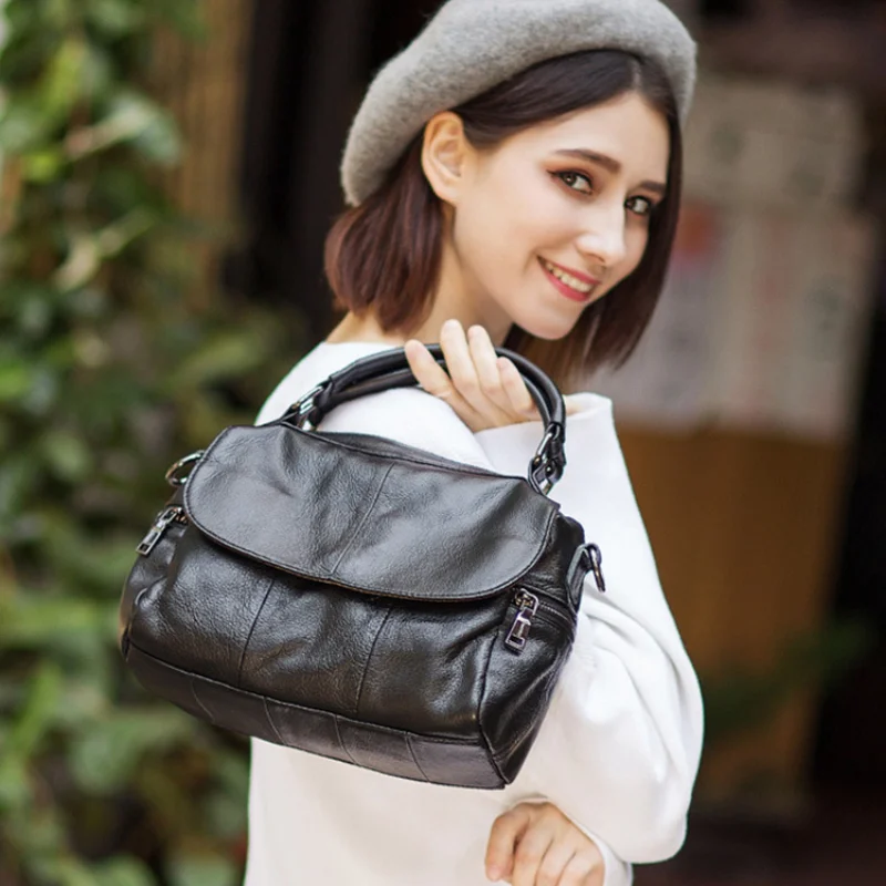 2022 Women Handbags Genuine Leather Female Real Leather Shoulder Bags Versatile Solid Large Capacity Ladies Tote Crossbody Bag