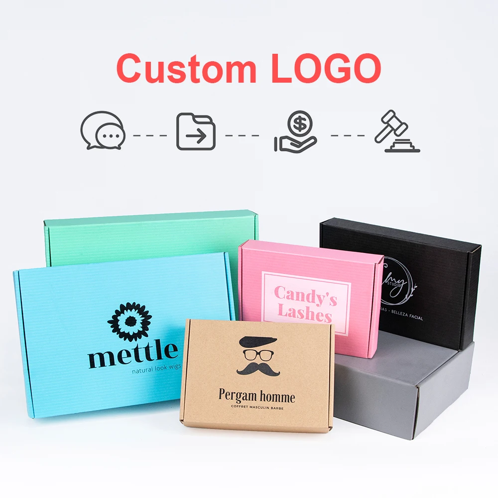 

10pcs / color gift box blank Festival Party display corrugated packaging storage wig carton support custom size and print logo